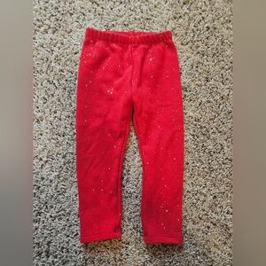 okie dokie Red Leggings with Gold Glitter Accent